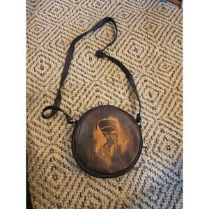 Sanaa Bleaze Egyptian Appliquéd Leather Hieroglyph Hobo Bag Tote Clutch Purse
